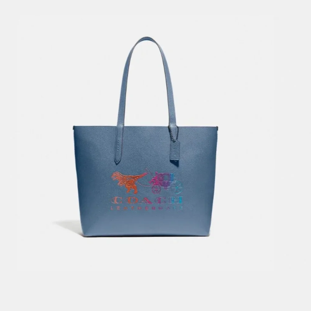 Coach Rexy Purse Highline Tote With Carriage in Blue Bag Rainbow Glitter Logo - Picture 2 of 13